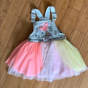 Girls overall jean tutu dress